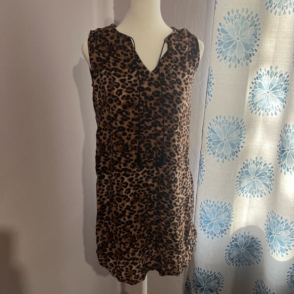 BeachLunchLounge Cheetah Print Tassel mini Sleeveless Dress - Picture 1 of 6